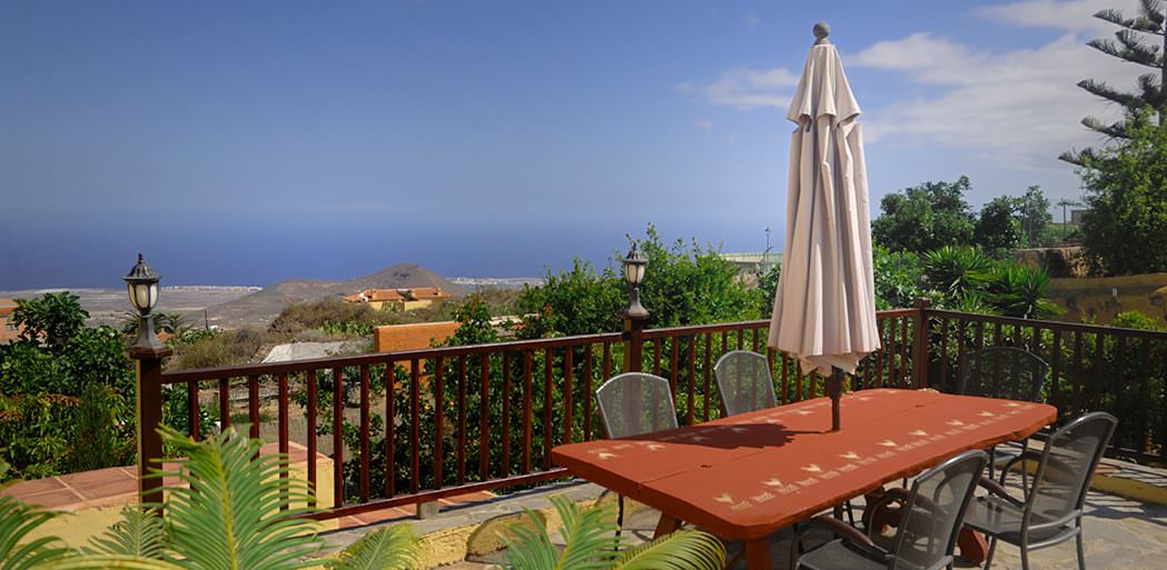Upper sun terrace/communal table at La Bodega Casa Rural, Tenerife.