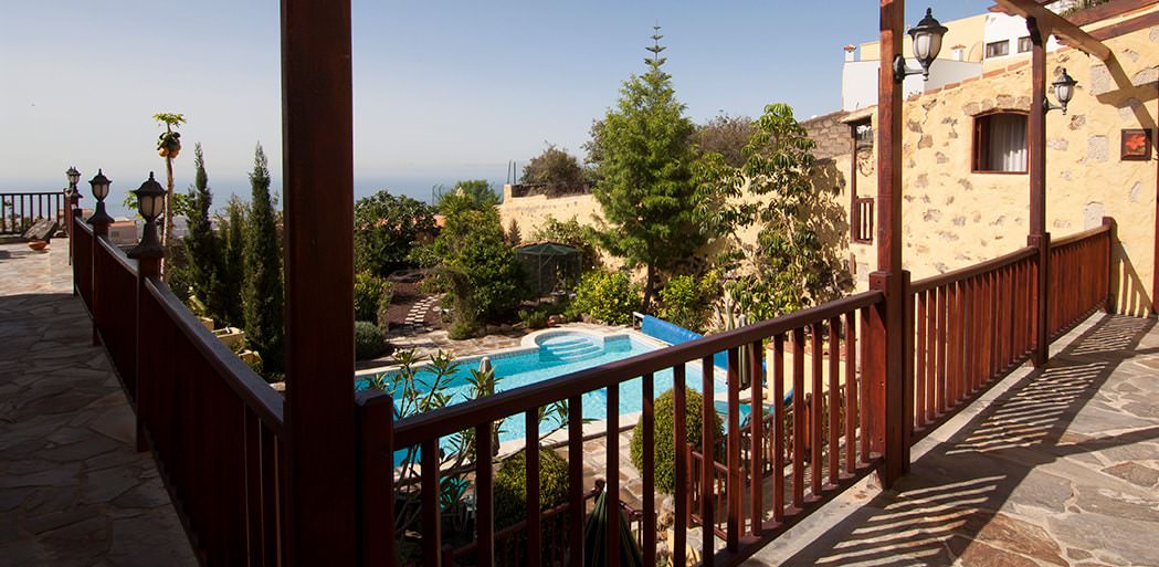 Pool and balcony area, La Bodega Casa Rural, self-catering cottage Tenerife.